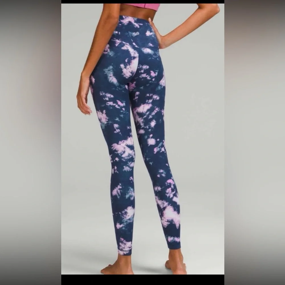 Lululemon Align High-Rise 25” leggings Circulate Tie Dye Mineral Blue size 12 - Picture 7 of 7
